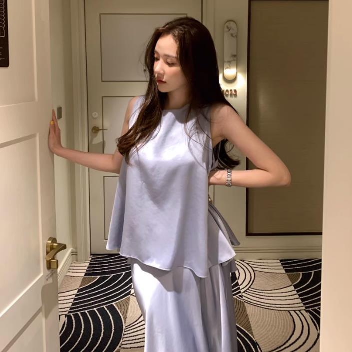 【set】イレギュラータンクトップ+スカート２点セットF7417