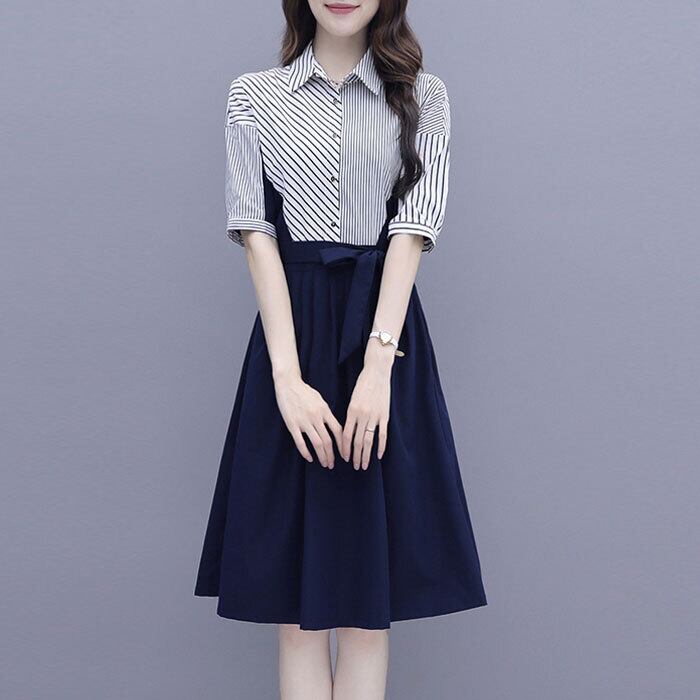 【dress】ファッションエレガント好感度UP!気質満点レトロ夏着痩せ ワンピース G0353