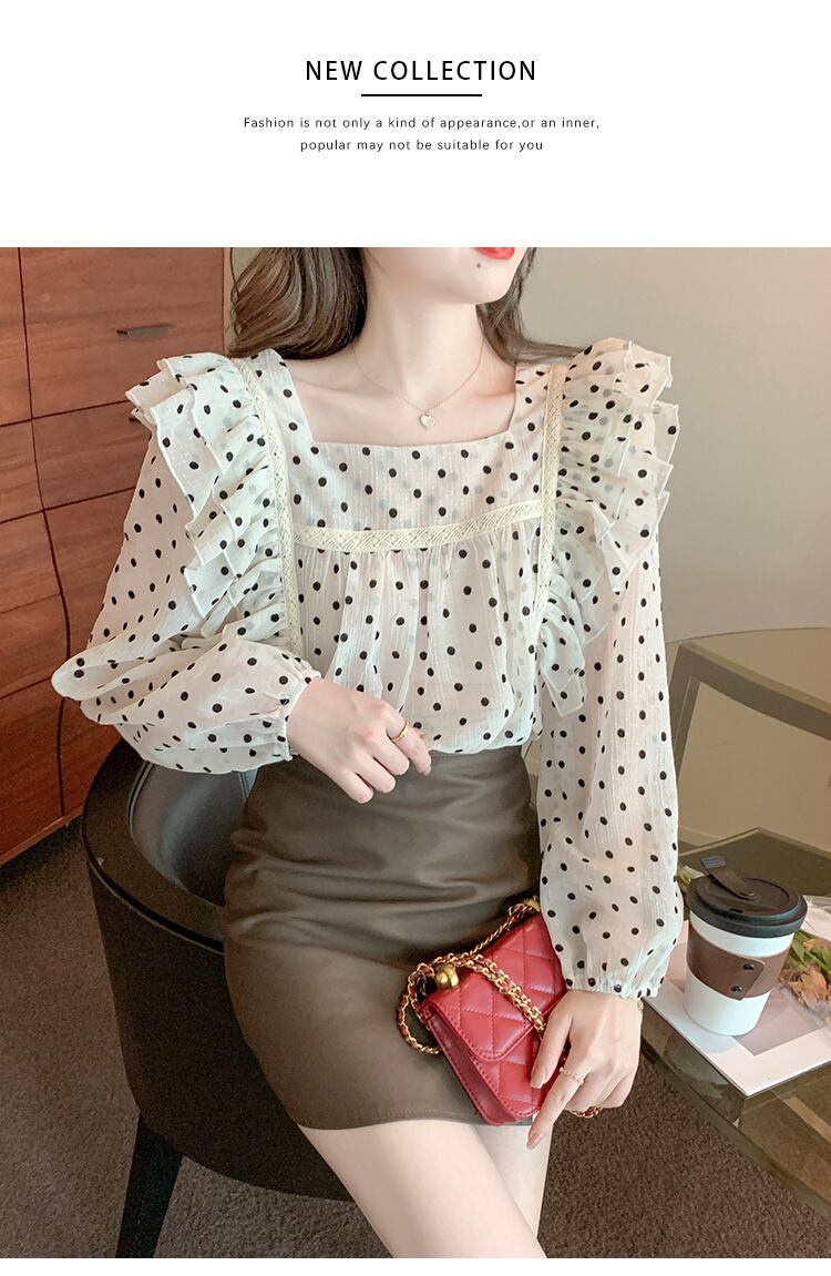 【tops】ドット柄シャツトップス　M28606