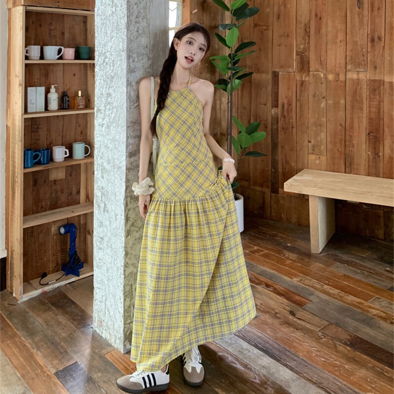 【dress】チェック柄キャミワンピース　M24372