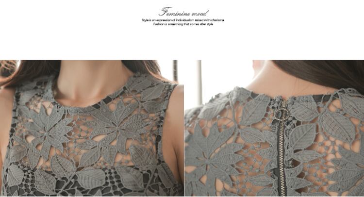 【set】美人度アップ!レース洋気切り替えノースリーブハイウエストオールインワン G0426