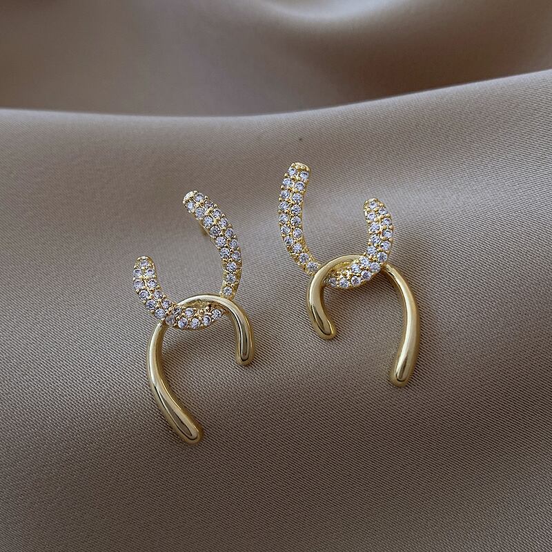 【小物】魅力的 chicエレガントファッションラインストーンピアスアクセサリー