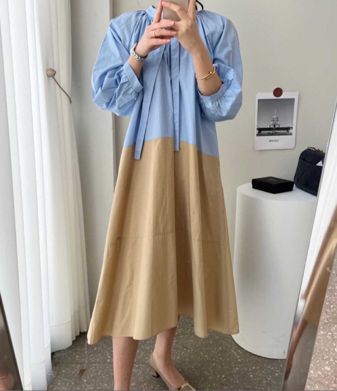 【dress】配色カジュアルワンピース　M18692