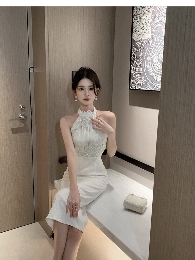 【dress】ホルターネック体型カバーワンピースG21012