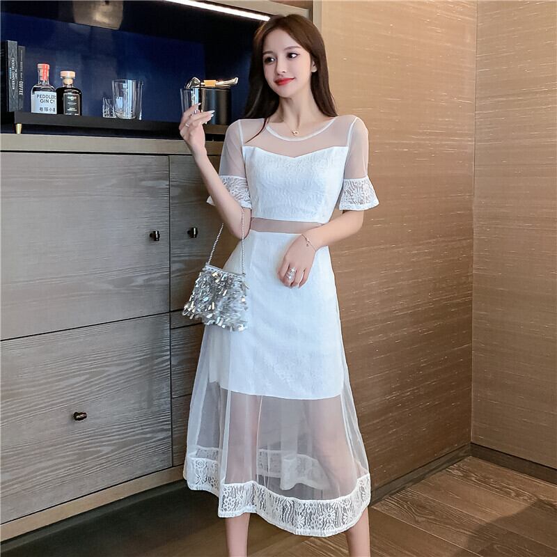 【dress】韓国風気質満点スウィート切り替え着痩せハイウエストワンピース G0271