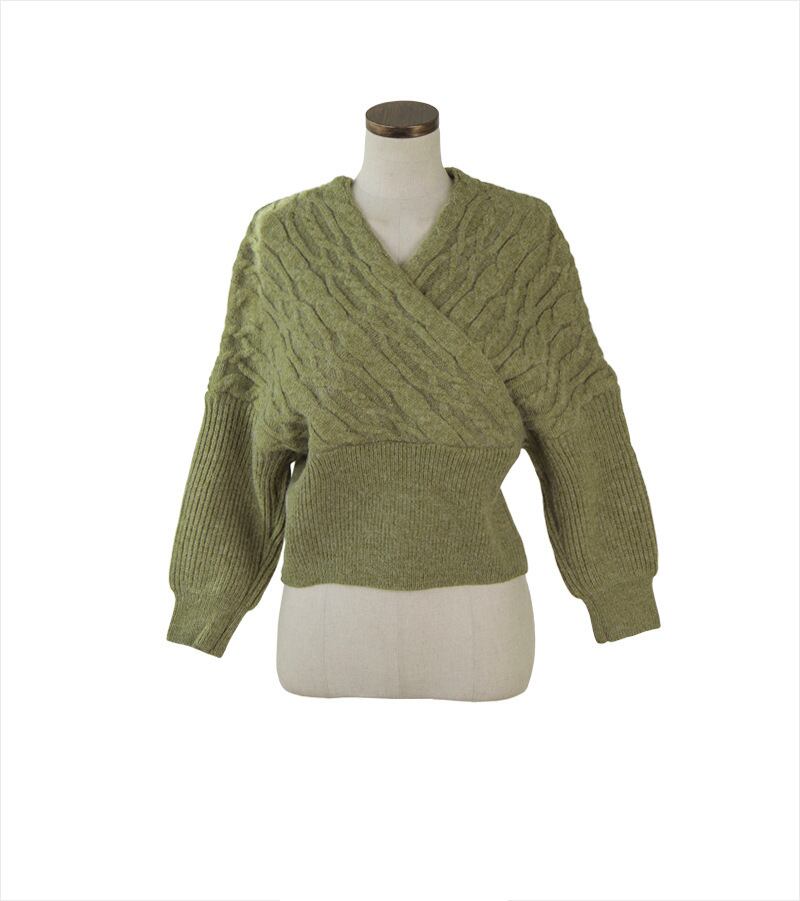 【tops】クロスVネックニットセーター　M26968