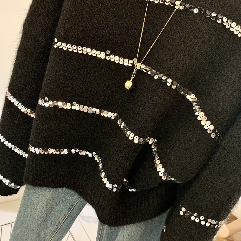 【tops】スパンコールニットセーター　M29252
