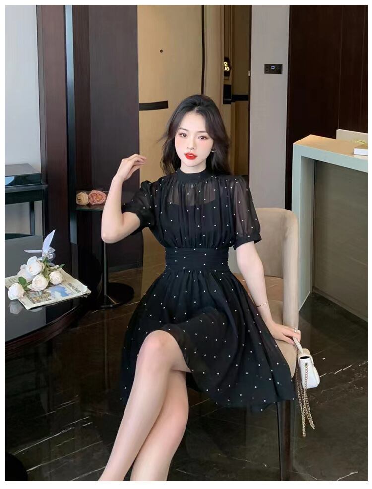 【dress】シフォンドット柄ワンピース G20653