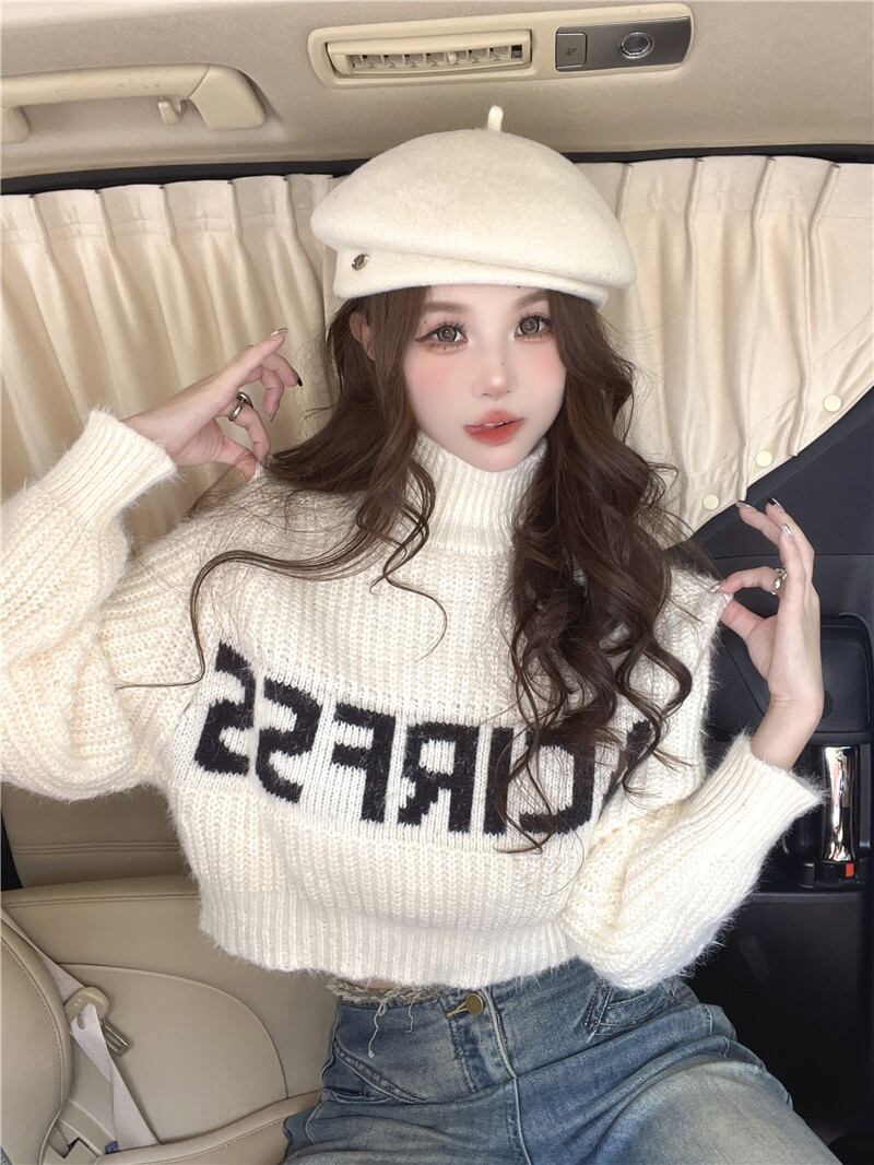 【tops】ハイネックニットトップス Q7177