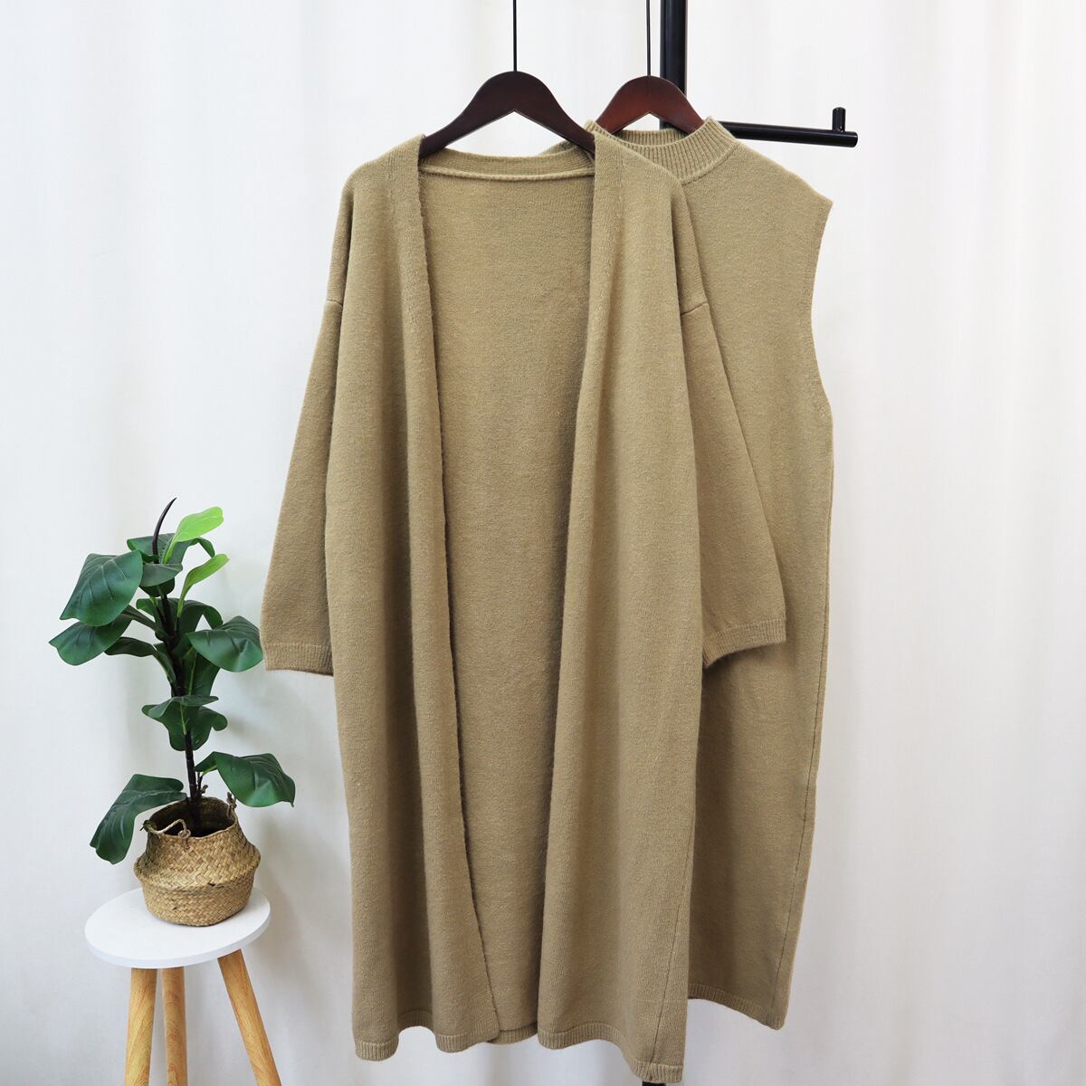 【set】ニットワンピース×カーデセット　M18713