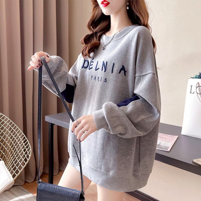 【tops】必ず目を引く秋新作〜3色ラウンドネック長袖ファッション配色英字柄着回しパーカーF0729