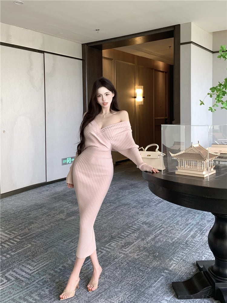 【dress】クロスニットワンピース　M28851