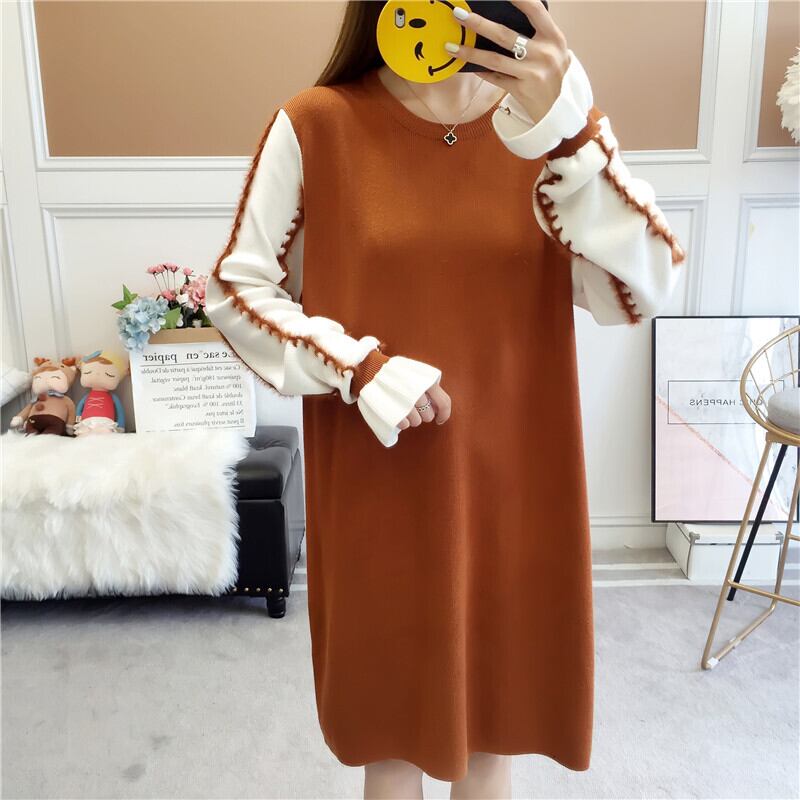 【dress】美人度アップ!気質満点スウィートスカラップスリーブ厚手ニットワンピース G3284