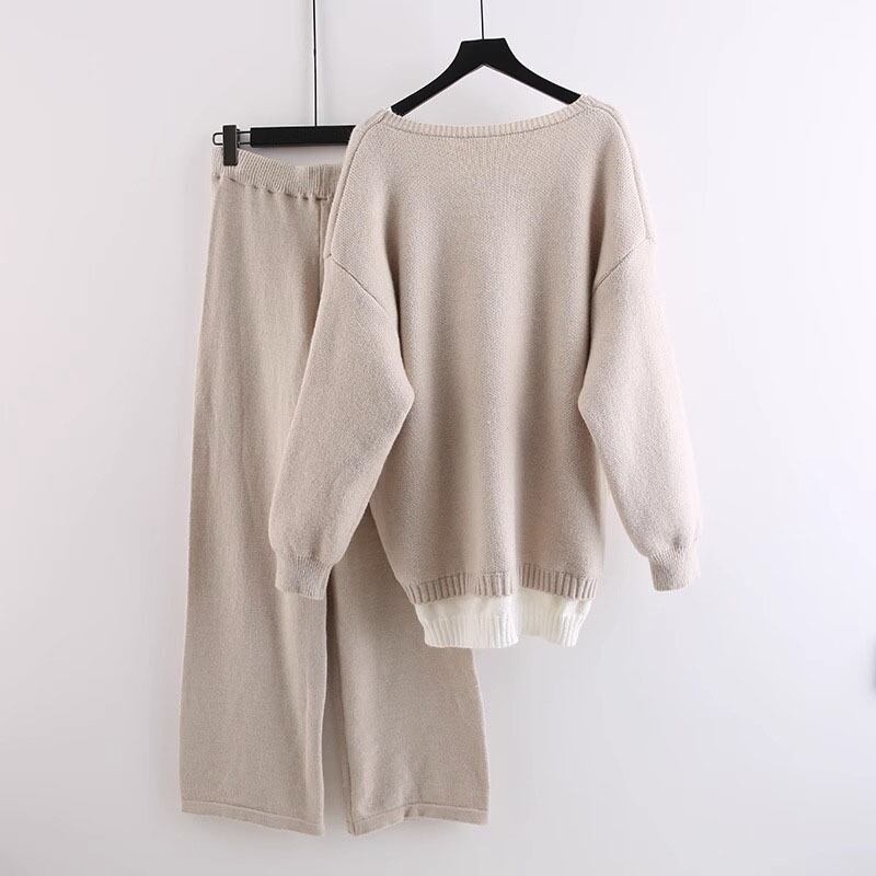 【set】ドッキングニットセーター×パンツセット　M18587