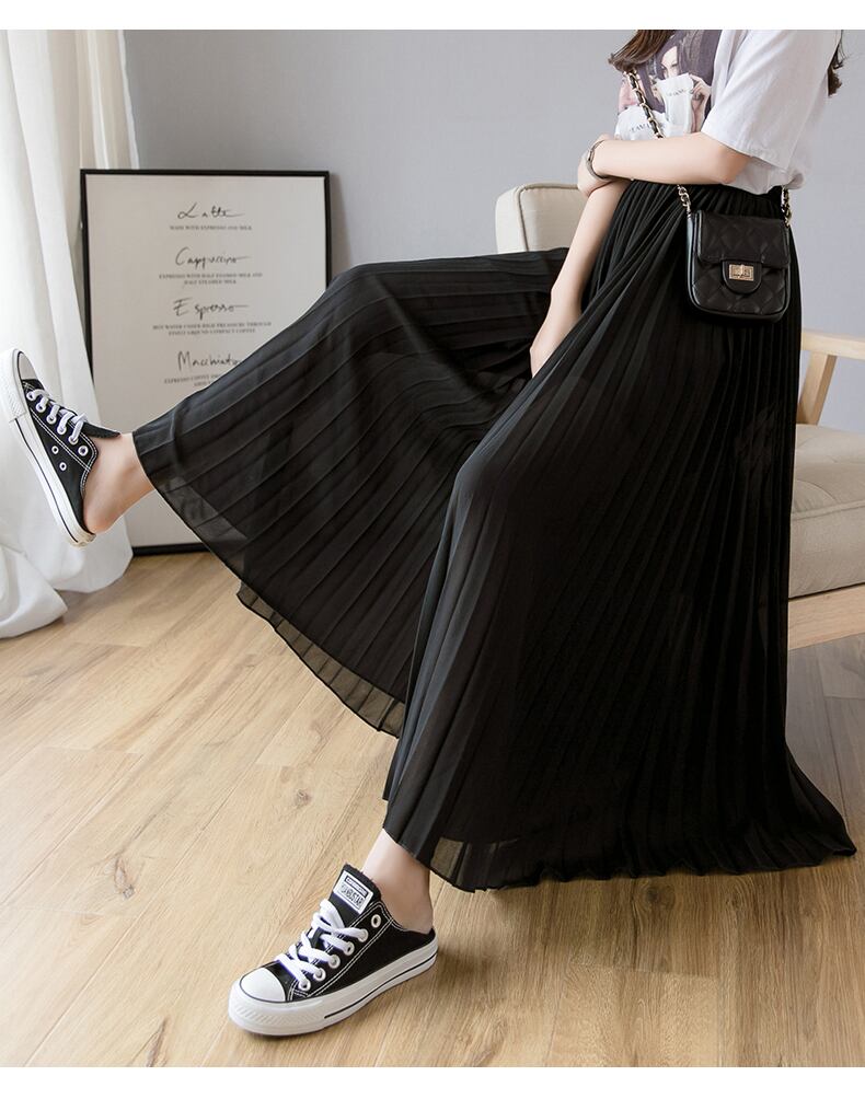 【bottoms】絶対欲しいシンプルカジュアル無地合わせやすいハイウエスト九分丈ガウチョパンツF0066