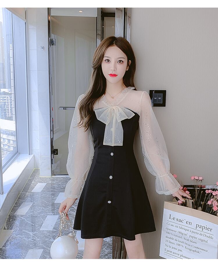 【dress】好感度UP!気質満点レトロスウィート長袖2021新作秋着痩せワンピース G1734