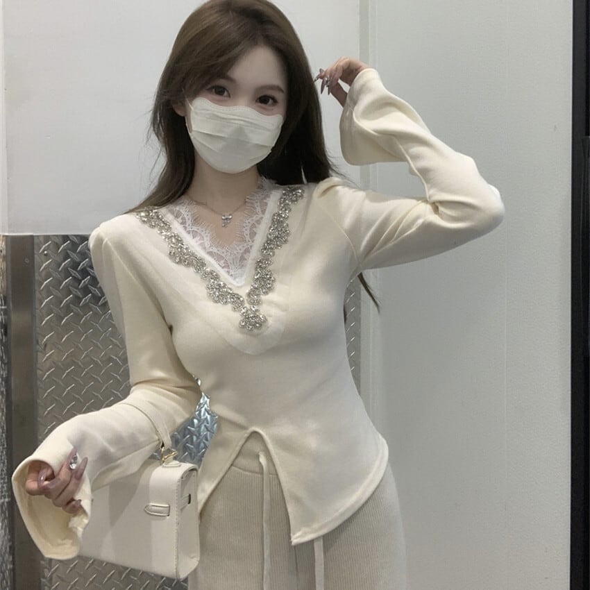 【tops】レース切り替えトップス　M29453