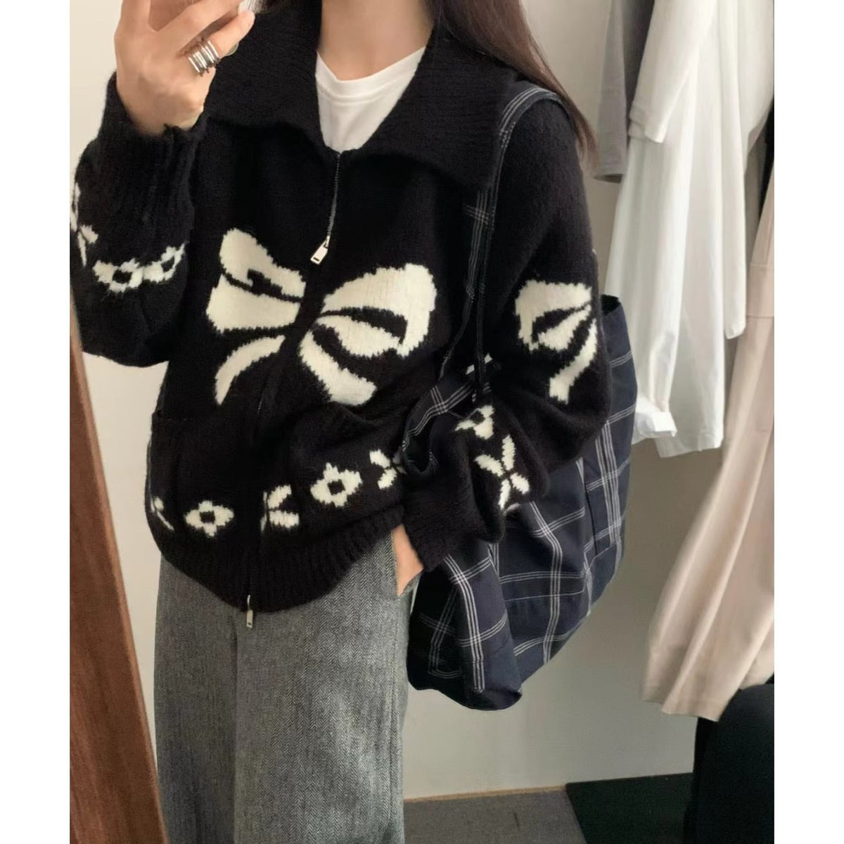 【outer】ファスナーニットカーデ　M26287