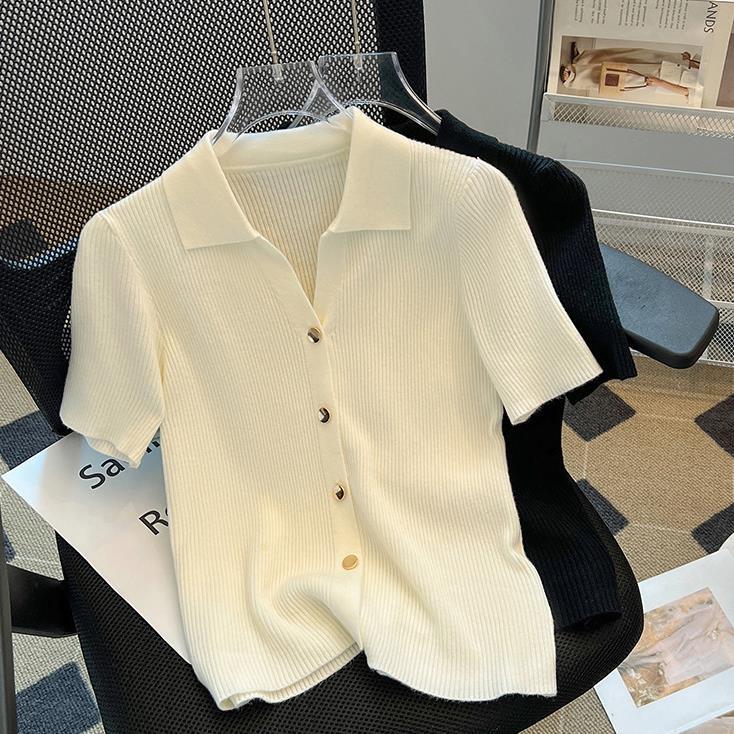 【tops】POLOネックニットＴシャツF7401