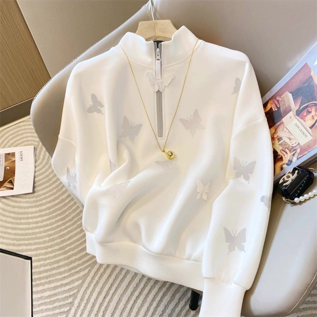 【tops】スタンドネック長袖パーカーF7972