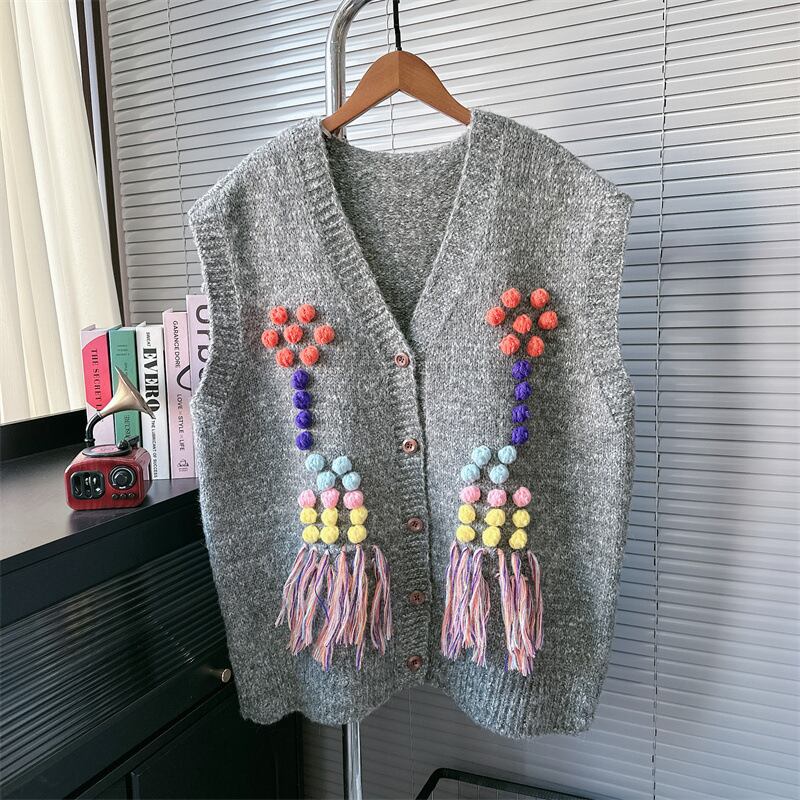 【tops】Vネックニットベスト　M28371