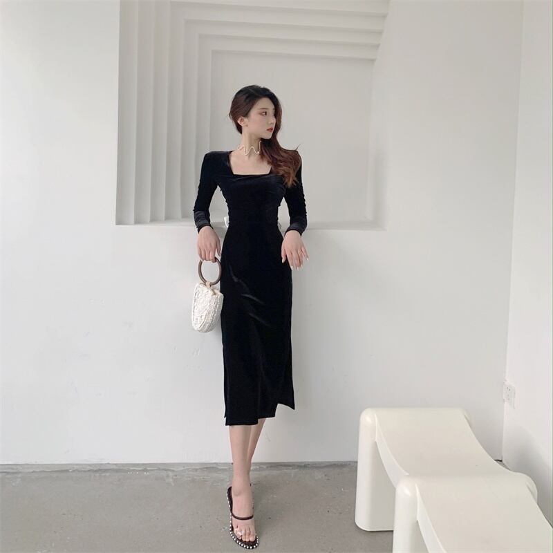 【dress】レトロスウィートフランス風長袖デザインワンピース G2168