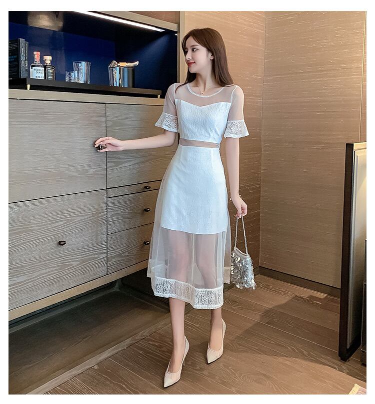 【dress】韓国風気質満点スウィート切り替え着痩せハイウエストワンピース G0271