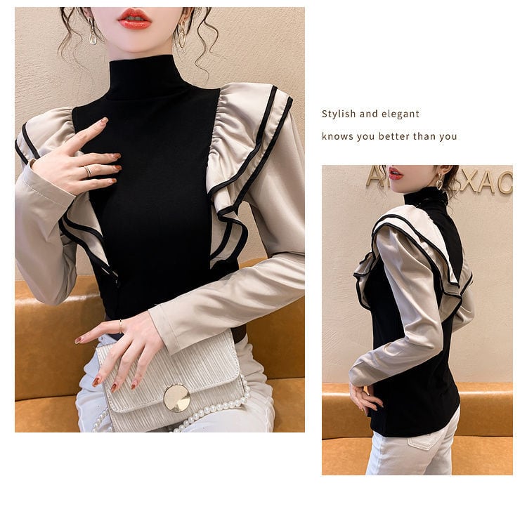 【tops】ハイネックフリルTシャツG20386