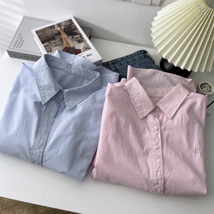 【tops】POLOネック刺繍シャツ　M29906