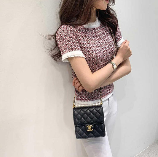 【tops】美人度アップラウンドネック半袖ファッションTシャツF0021