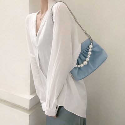 【小物】美人度アップ  高級感 ファッション肩掛け斜め掛パールけジッパーバッグ