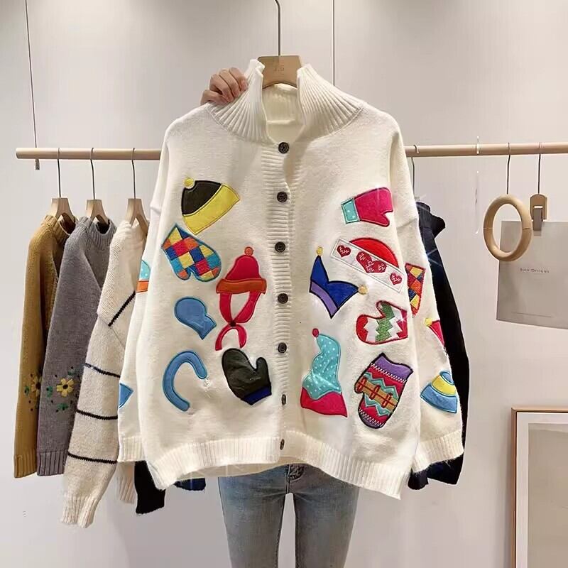 【outer】ハイネックニットカーデ　M19177