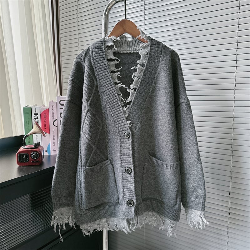 【outer】配色ニットカーデ　M26137