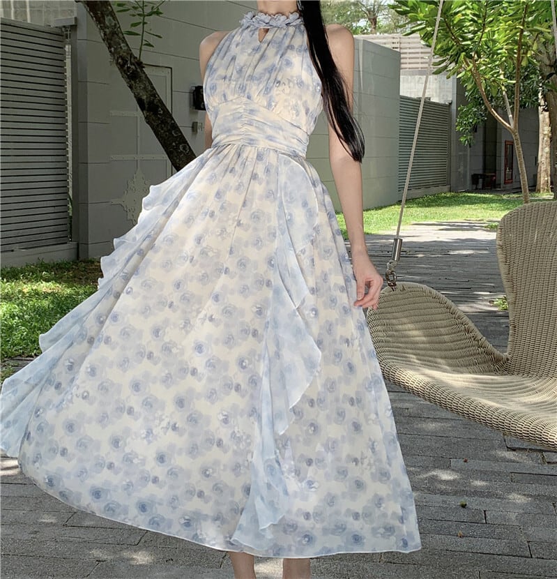 【dress】ホルターネック花柄ワンピース　M24549