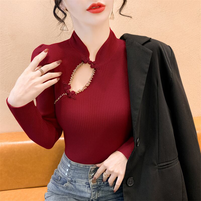 【tops】ビジューニットトップス　M28708
