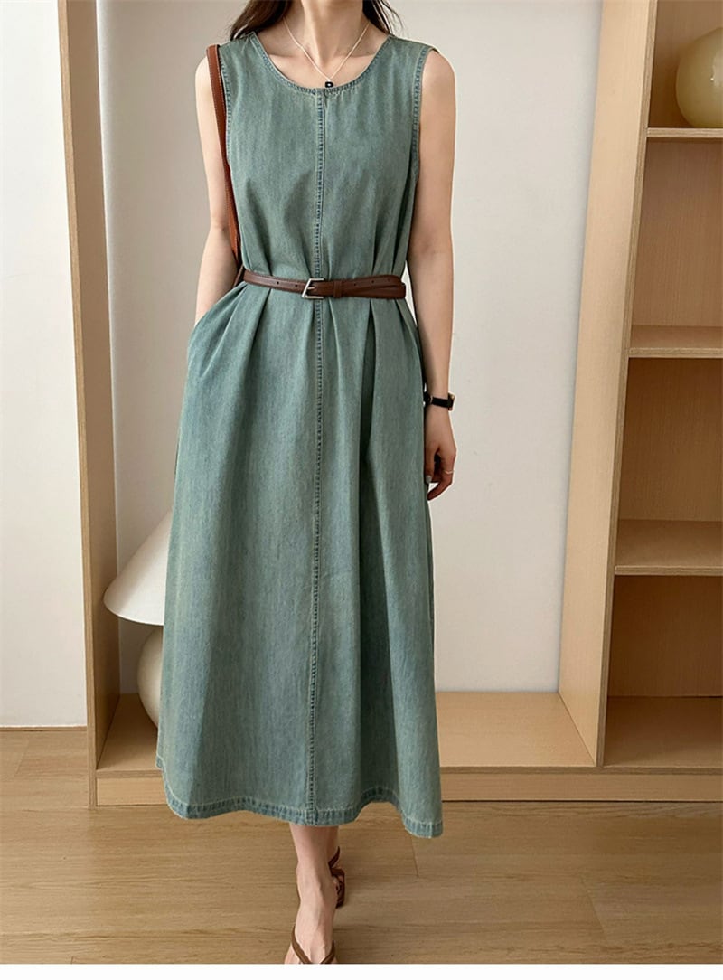 【dress】ノースリーブデニムワンピース　M24025