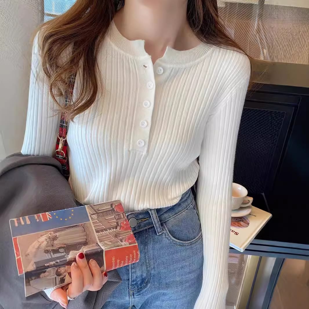 【tops】ボタンデザインニットトップス　M26440