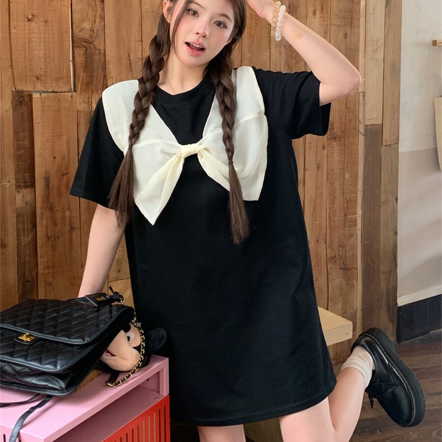 【dress】リボン付きワンピース　M25038