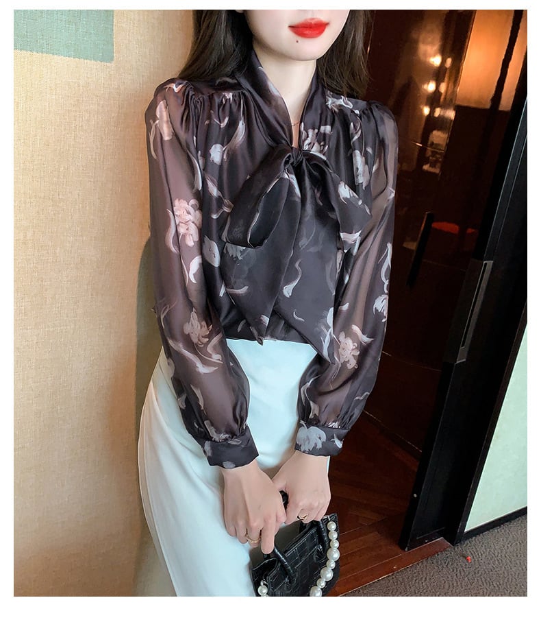 【tops】リボン付きシャツトップス　M28157