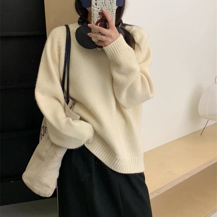 【tops】無地ニットセーター　M27252