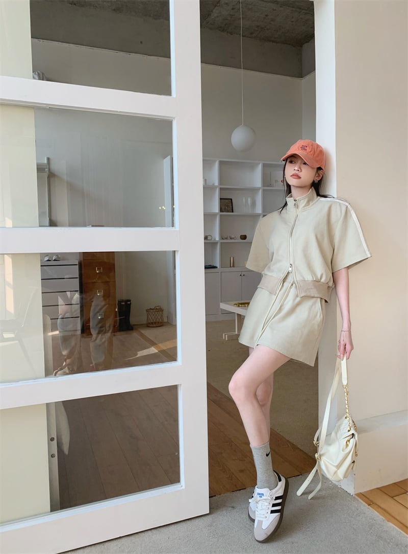 【set】ファスナートップス×キュロットパンツセット　M24805