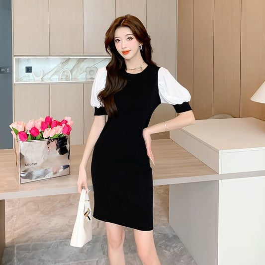 【dress】ラウンドネック切り替えワンピースF7284