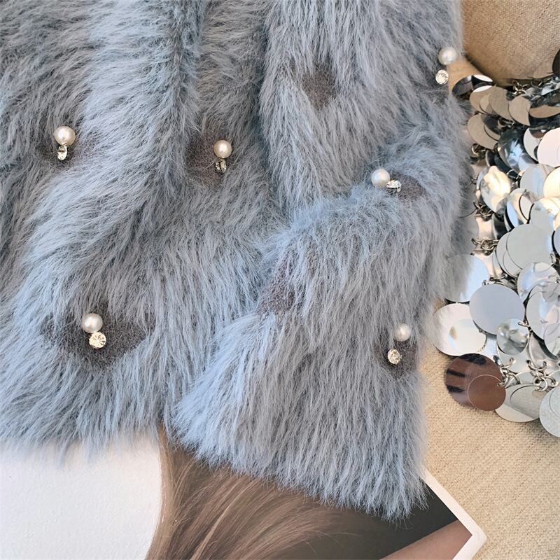 【outer】パールビジューニットカーデ　M27838