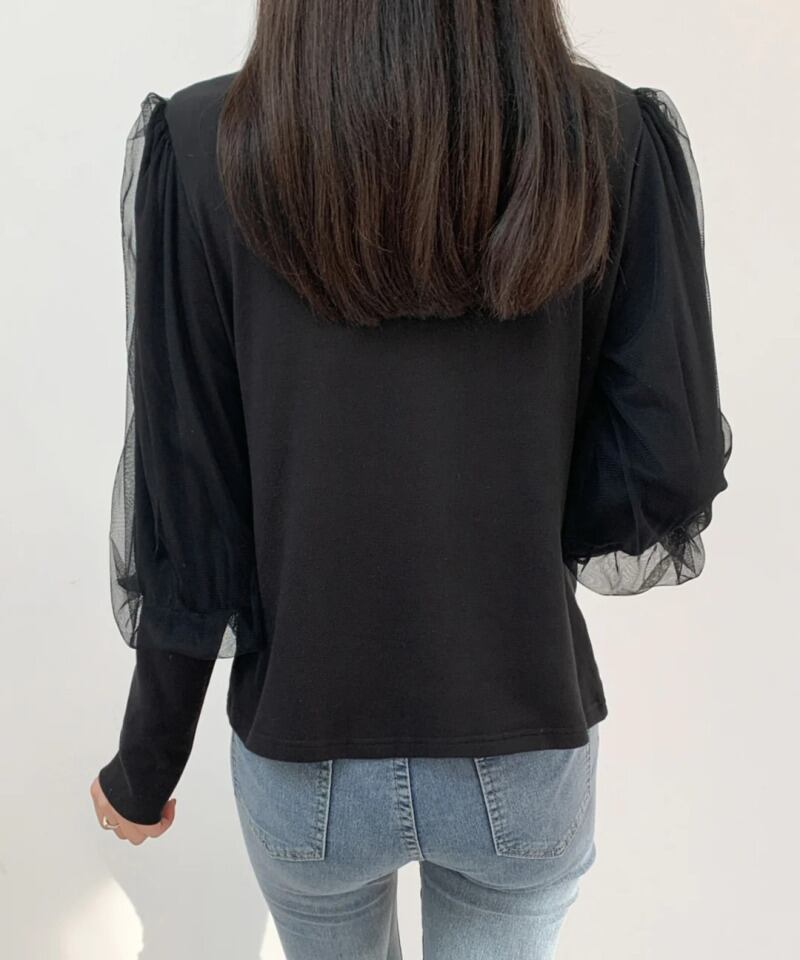 【tops】メッシュランタンスリーブTシャツG20261