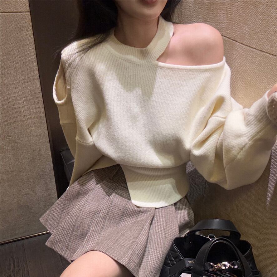 【set】オフショルダーニットセーター×キュロットパンツセット　M28427