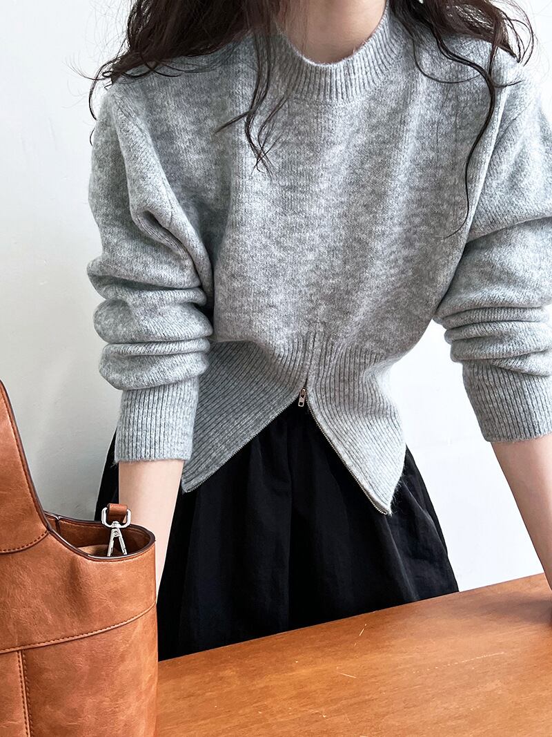 【tops】ファスナーニットプルオーバー　M19197
