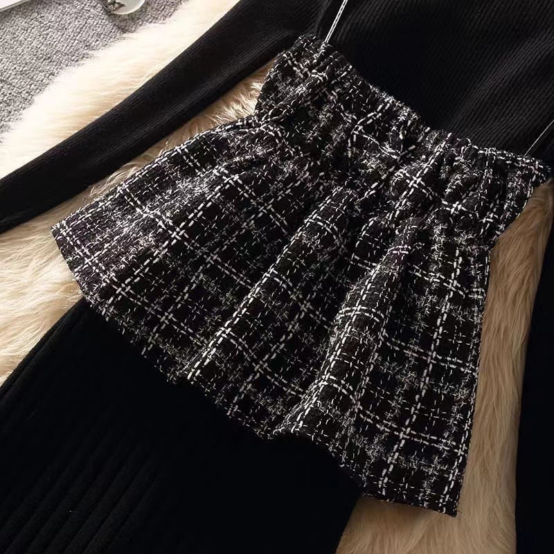 【tops】チェック柄ペプラムキャミソール　N-0609