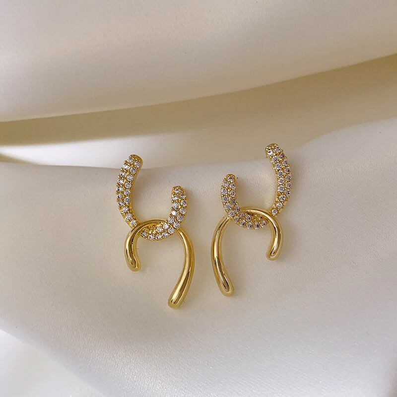 【小物】魅力的 chicエレガントファッションラインストーンピアスアクセサリー