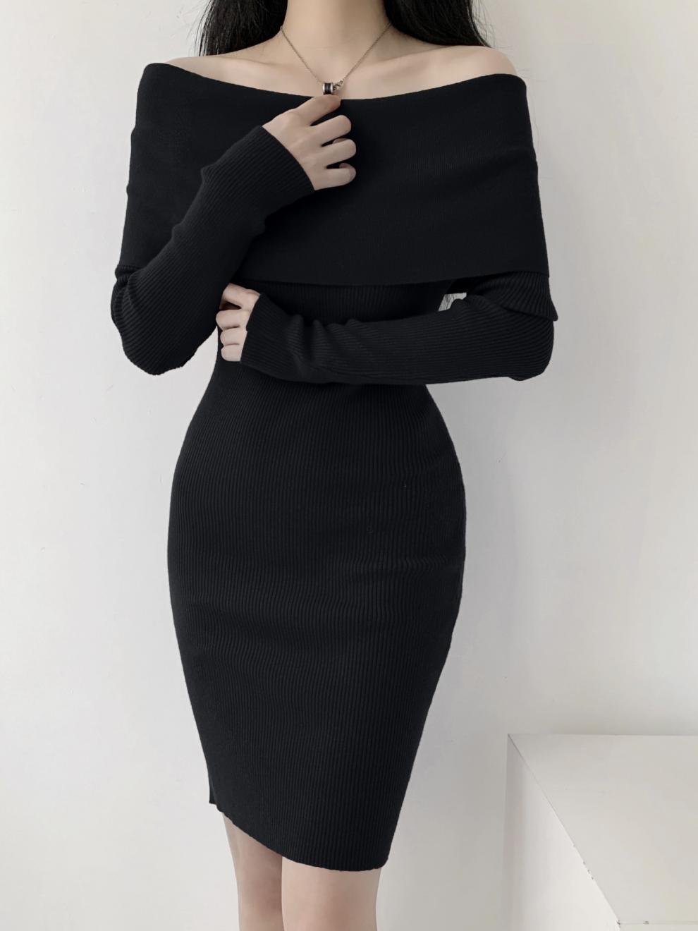 【dress】オフショルダーニットワンピース　M28033