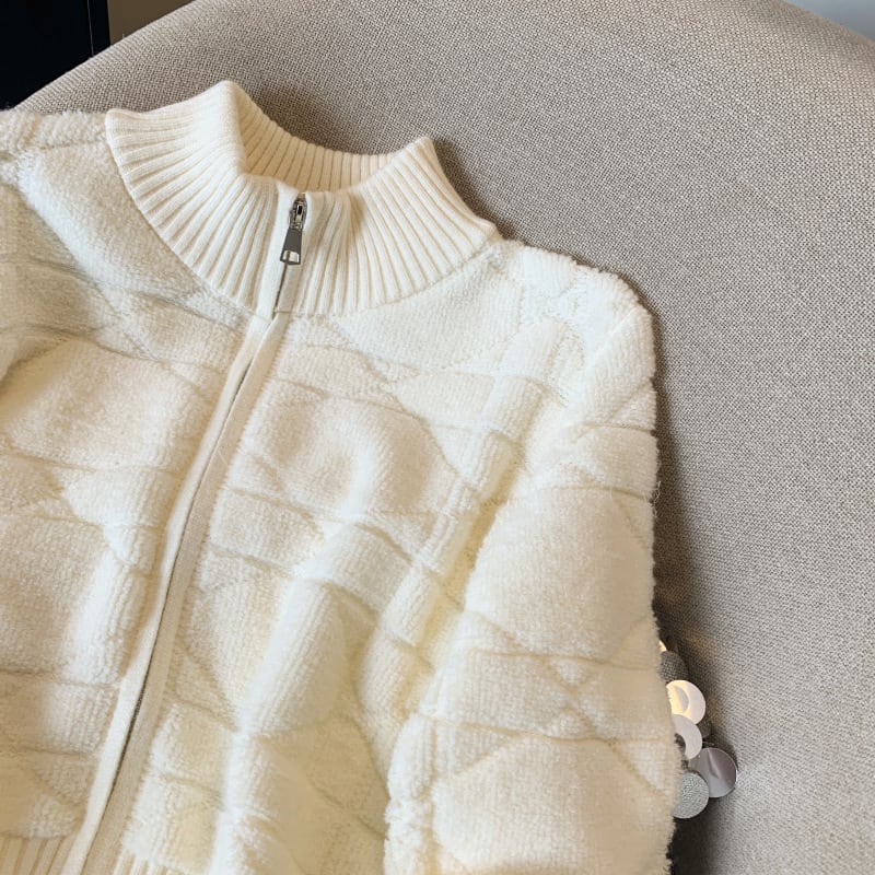 【outer】ファスナーニットカーデ　M26693